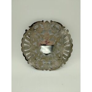 Vintage 1960s 6.25"  Wallace C7321 Silverplate Footed Etched Pierced Trivet Kitc